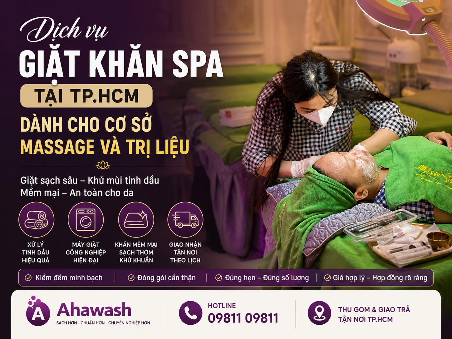 Dịch vụ giặt khăn spa tại TP.HCM dành cho cơ sở massage và trị liệu | Ahawash
