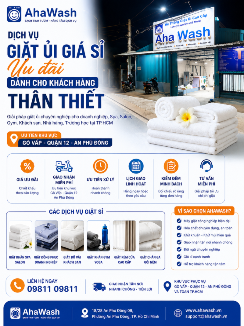 Dịch Vụ Giặt Ủi Giá Sỉ Ưu Đãi Dành Cho Khách Thân Thiết Tại TP.HCM – Ưu Tiên Gò Vấp, Quận 12
