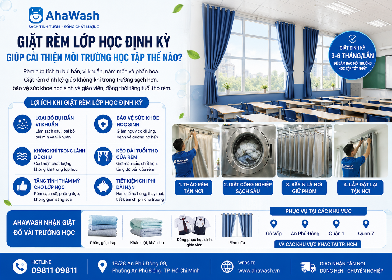 Giặt Rèm Lớp Học Định Kỳ Giúp Cải Thiện Môi Trường Học Tập Thế Nào?