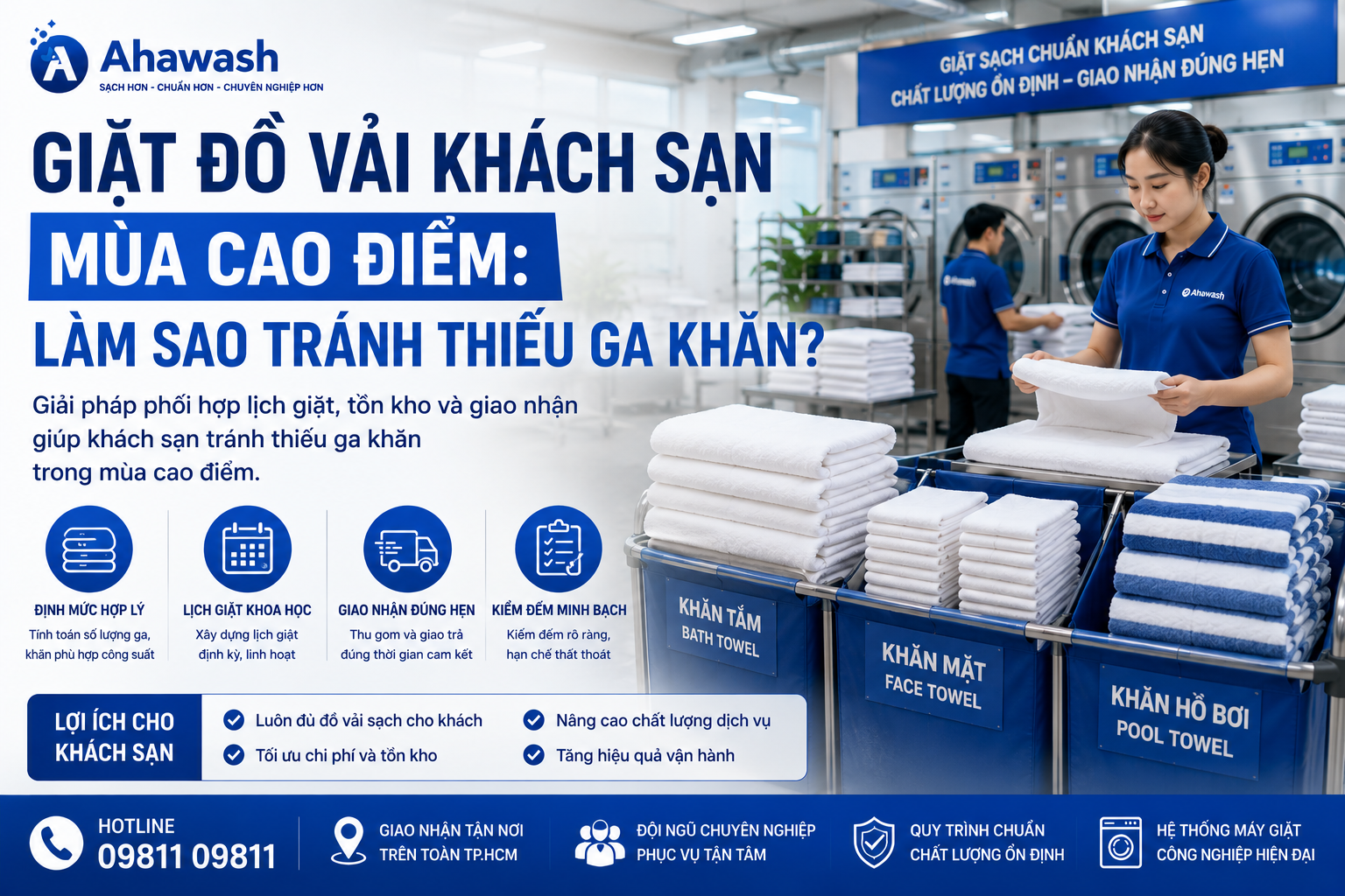 Giặt đồ vải khách sạn mùa cao điểm: Làm sao tránh thiếu ga khăn? | Ahawash